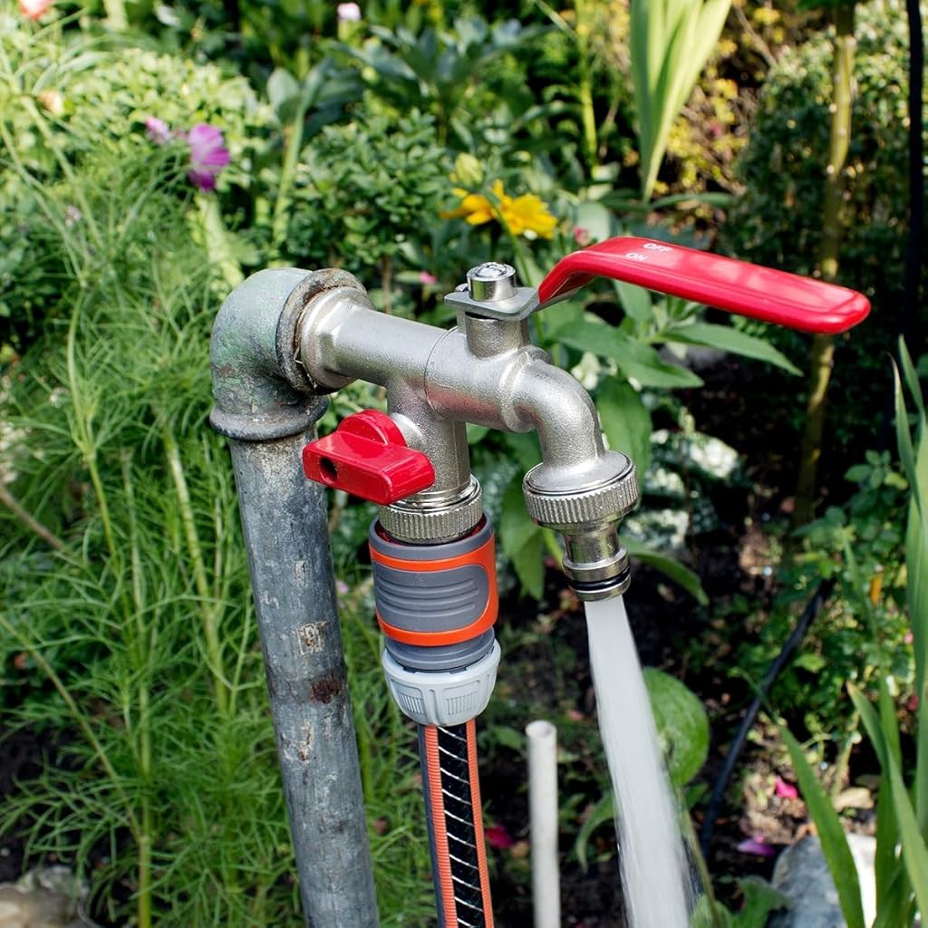 HASTHIP® 1/2 Inch Dual Outlet Garden Faucet Splitter, Heavy Duty Zinc Alloy Double Valve Tap with Individual Control, Outdoor Faucet Garden Tap for Efficient Water Distribution HASTHIP® 1/2 Inch Dual Outlet Garden Faucet Splitter, Heavy Duty Zinc Alloy Double Valve Tap with Individual Control, Outdoor Faucet Garden Tap for Efficient Water Distribution